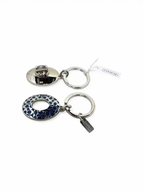 NWT RARE Coach Blue Enamel Signature Valet Keychain Key Fob Bag Bag Charm #F9219 - Picture 3 of 4